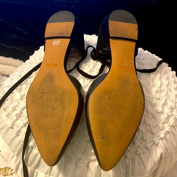 Coach black leather open arch ankle tie flats 8 - Picture 7 of 8